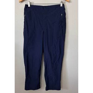Tommy Bahama Active Pants Womens Large Navy Blue Cropped Pull On Stretch Casual